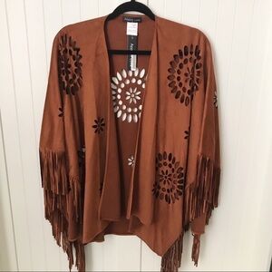 NWT Lazer Cut Fringed Western Shawl